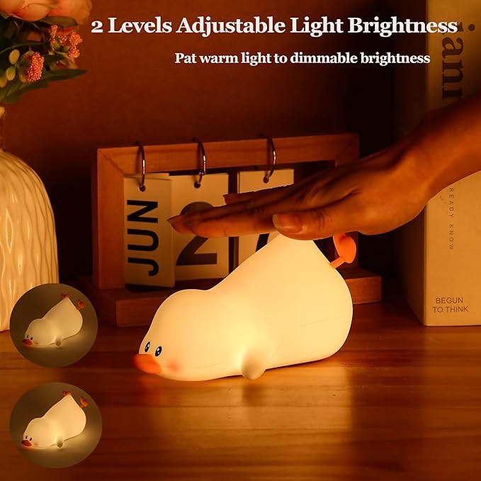 ZKLiLi Night Light for Kids Lamp, 16 Colors Lamp Cute, Dimmable Baby Night Lights for Nursery,Silicone Rechargeable Nightlight for Kids Room, Kawaii Room Decor (Duck)