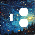 Outlet Covers Abstract Starry Night Style 1 Toggle 1 Duplex Switch Plate Covers Electrical Light Switch Cover Plate Decorative Wall Plate Socket Cover for Home living Room Decor