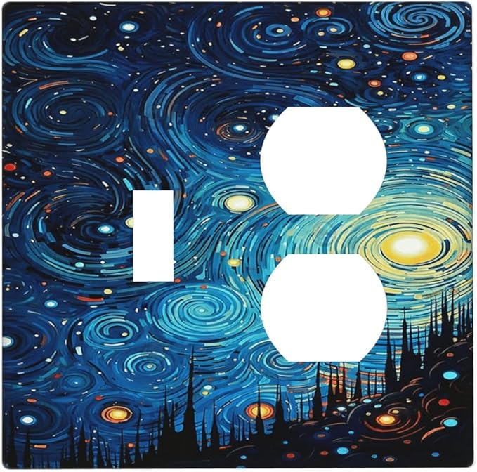 Outlet Covers Abstract Starry Night Style 1 Toggle 1 Duplex Switch Plate Covers Electrical Light Switch Cover Plate Decorative Wall Plate Socket Cover for Home living Room Decor