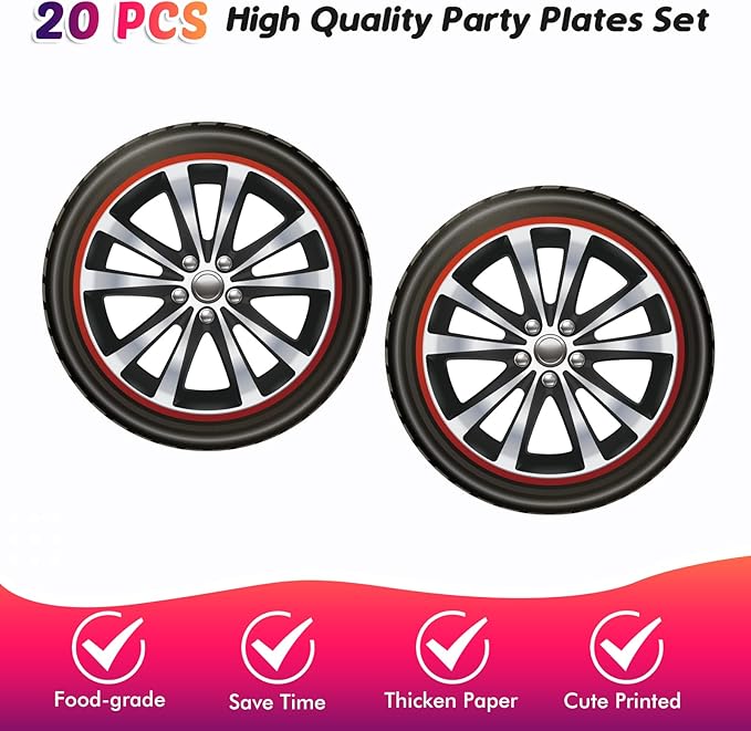 41Pcs Race Car Birthday Party Supplies Inckudes 20 Plates 20 Napkins and 1 Tablecloth, Racing Car Race Track Party Decorations Racing Sports Themed Dinnerware for Kids Boys Baby Shower Home Decor