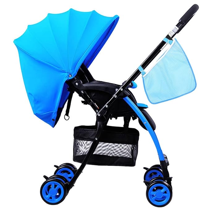 2 Pack Universal Side Sling Stroller Mesh Cargo Net and Organizer, Non-Slip and Adjustable Straps, Extra Stroller Storage Space (Blue)
