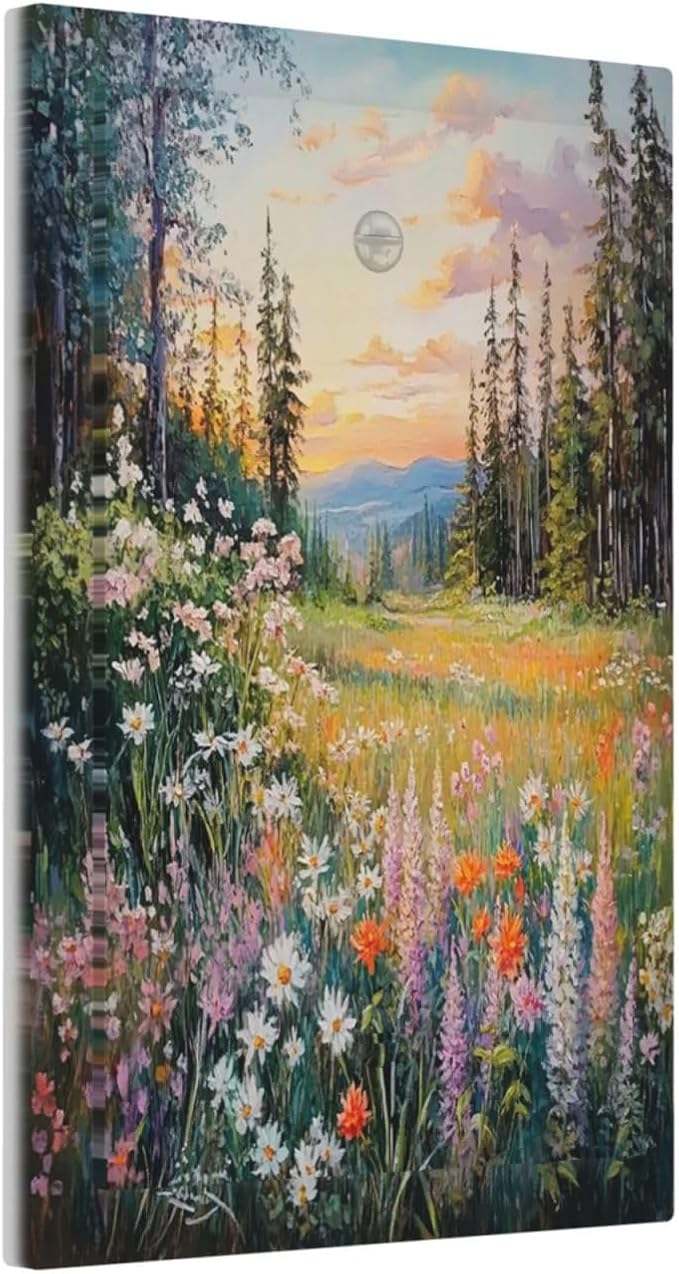 Light Switch Cover Plate Floral Landscape Rustic Nature Wildflower 1 Gang No Device Blank Electrical Wall Plates Faceplate Decorative Switch Plate For Bed Room Living Room Decor