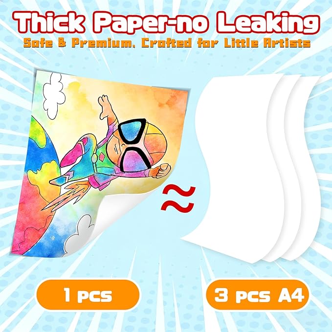 Water Color Painting Set for Kids, Mess Free Watercolor Coloring Books, Arts and Crafts for Boy Ages 3-5 4-8, Travel-Friendly Drawing Kit for Birthday, Christmas Gifts