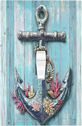 Decorative Light Switch Cover Anchor Coastal Beach Nautical Coral 1 Gang Single Toggle Device Electrical Faceplate Switchplates Decorator Outlet Wall Plate For Farmhouse Cabin Decor