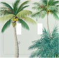Tropical Palm Tree & Paradise Leaves Double Toggle Switch Cover - 2-Gang Standard US Size Island Vacation Vibes Light Switch Covers for Living Room Decor