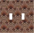 Earth Tone Floral Rustic Damask Boho Flower Decorative Switch Plates 2 Gang Double Toggle Outlet Light Switch Cover Wall Plate Electrical Faceplate for Farmhouse Home Decor