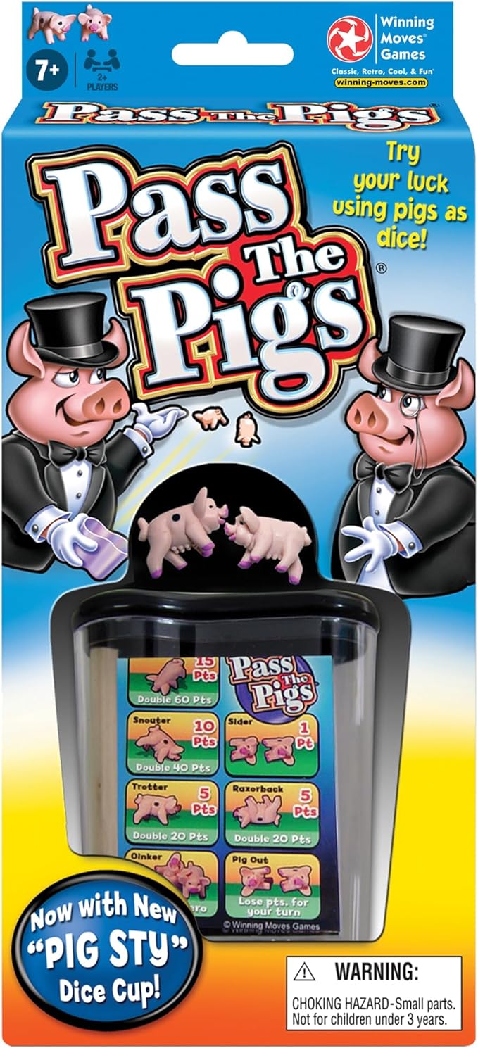 Winning Moves Pass The Pigs Games USA, a Hilarious Pig Dice Game, Family Favorite for Over 40 Years, for 2 or More Players, Ages 7+ (1046)
