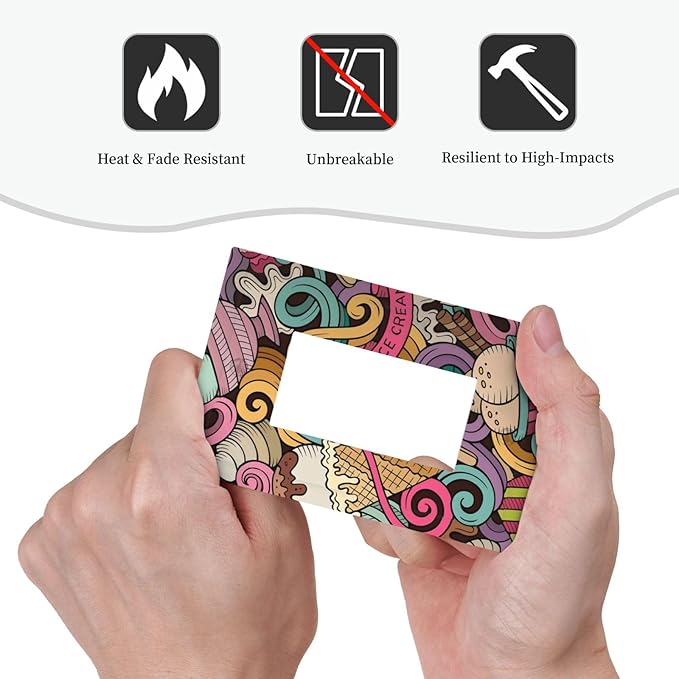 Cartoon Hand Drawn Ice Cream Doodles Colorful Print Decorative Outlet Covers 1 Gang Single Rocker Light Switch Cover Plate Wall Plates GFCI Faceplate for Kids Room Nursery Decor