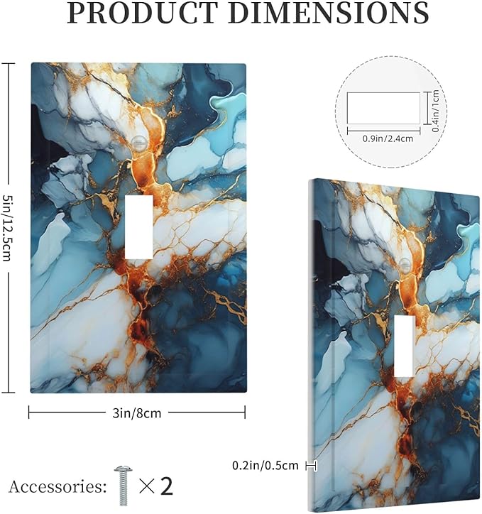Light Switch Cover Plate Golden Abstract Luxury Marble 1 Gang Single Toggle Decorative Switch Plates Wall Plates Electrical Faceplate for Livingroom Bathroom Decor