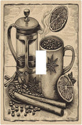 Light Switch Cover Plate Beige Vintage Rustic Coffee Beans Spice 1 Gang Single Toggle Decorative Switch Plates Wall Plates Electrical Faceplate for Kitchen Coffee Bar Decor