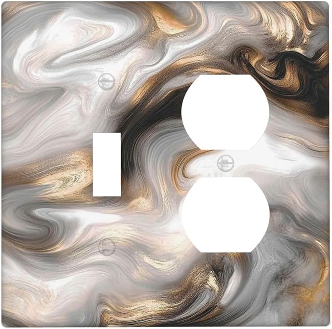 Wallplates Grey Brown Swirl Marble Texture 1 Toggle 1 Duplex Switch Plate Electrical Gfci Faceplate Decorative Light Switch Covers For Bathroom Kitchen Decor