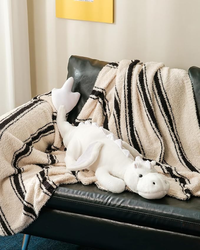 2026 Giant Weighted Stuffed Animal 10Lbs 35.4", Heavy Soft Dragon Plush Toy, White Weighted Dragon Stuffed Animal for Kids and Adults