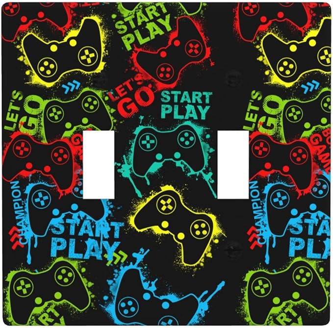 Video Game Double Light Switch Cover Plates Decorative 2 Gang Wall Plate Double Toggle Lightswitch Cover