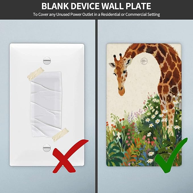 Giraffe No Device Blank Wall Plate Decorative 1 Gang Light Switch Covers Electrical Switchplate Home Decorate Faceplat for Bathroom Bedroom Kitchen Room 4.5 x 2.76 Inch