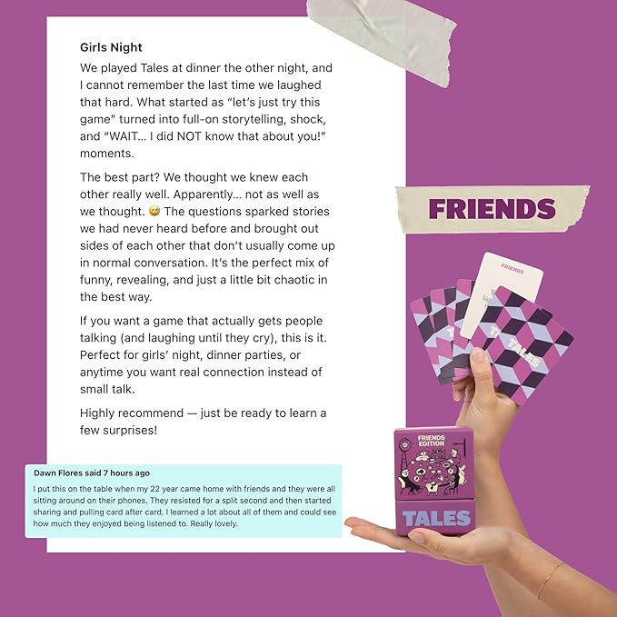 TALES 150 Conversation Cards, Friends Edition, Fun Friend Games for Adults, Teens, Kids, Perfect for Parties, Game Nights, Gifts & Gatherings, Conversations with Friends, Meaningful Connections