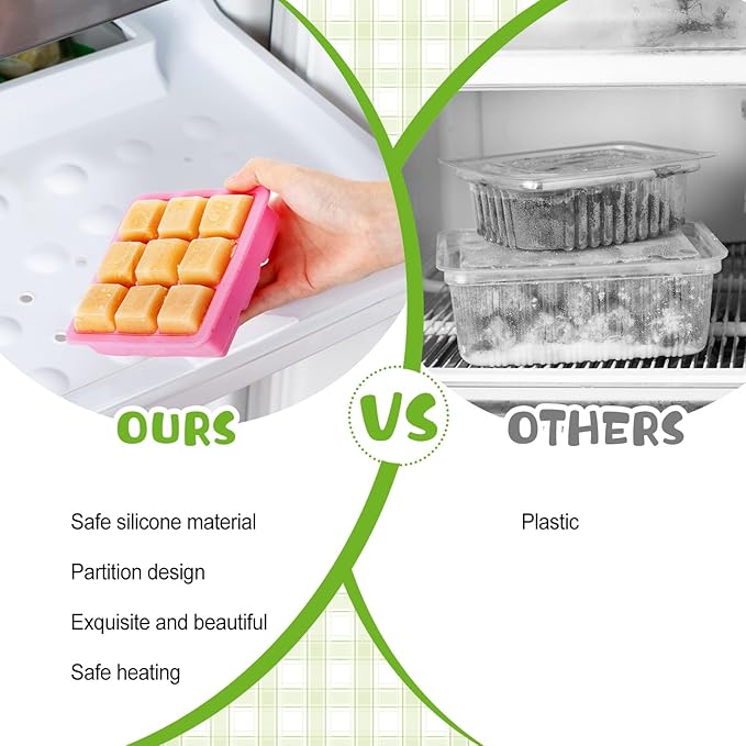 Rtteri Silicone Baby Food Freezer Storage Containers Tray with Lids Breast Milk Freezer Containers for Baby Food Fruit Purees