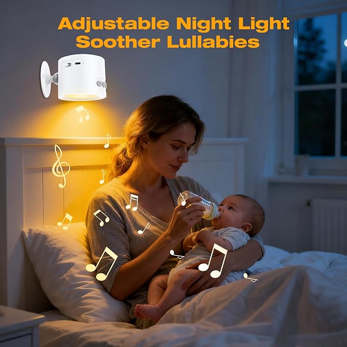 Wall Mounted Light White Noise Sound Machine for Noise Canceling- 30 Soothing Sounds, Motion Sensor & Timers, Sleep Baby Soother, Night Light, 2200mAh Rechargeable Wall Sconce Lamp for Bedroom Nursery