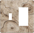 Tree Annual Rings Burl Texture Brown Wood Grain Print Outlet Covers 1 Toggle 1 Rocker Combination Decorative Wall Plate Electrical Switch Plates Light Switch Cover Plate for Farmhouse Bedroom Decor