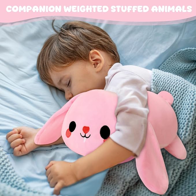 TOYSYM Weighted Stuffed Animals, 1.6 lbs Bunny Stuffed Animal with Weighted Beads, Cute Plush Toy Pillow Gifts for Adults Kids Boys Girls