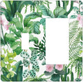 Tropical Palm Leaves Green Jungle Botanical Floral Flowers Outlet Covers 1 Toggle 1 Rocker Combination Decorative Wall Plate Electrical Switch Plates Light Switch Cover Plate for Bedroom Living Room