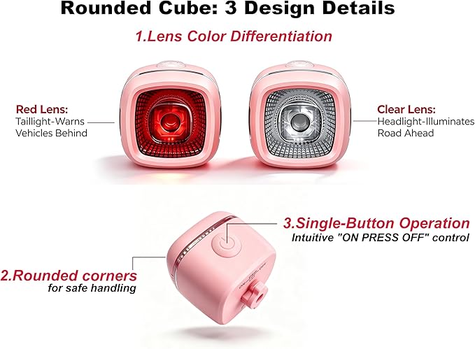 Bicycle Front & Rear Lights, Type-C Rechargeable LED Bike Light Set, IPX6,Waterproof Flashlight for Night Riding, Safety Headlight Taillight, Kids Girls Children's Bicycle Accessories
