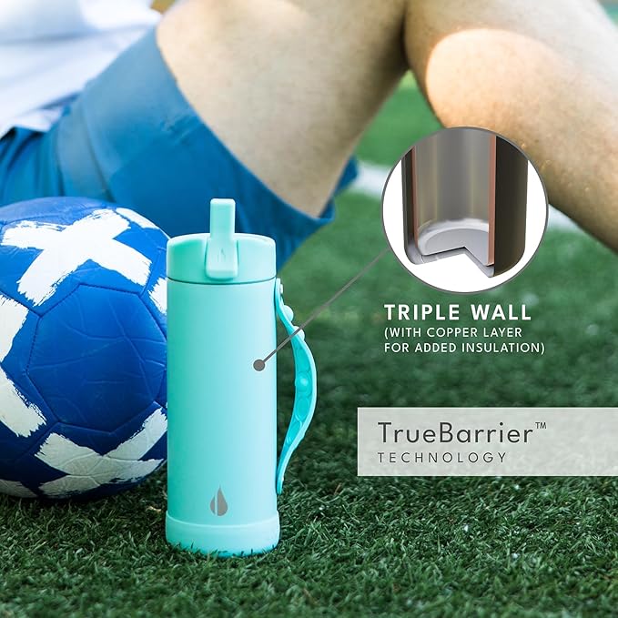 Elemental Iconic Kids Water Bottle for School - 100% Leak-Proof Insulated Water Bottles with Straw Lid & Pop-It Handle for Boys & Girls - Triple-Wall Insulated & BPA-Free, 14oz – Robin’s Egg