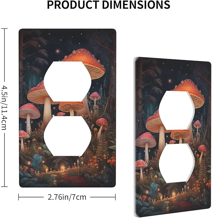 Decorative Art Light Switch Covers Enchanted Mushroom Forest 1 Gang Single Duplex Outlet Wall Plate Switchplate Electrical Faceplate for Home Decor