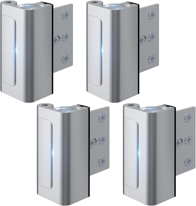 4 Pack Home Security Door Lock Withstand 800 lbs for Inward Swinging Door,Door Reinforcement Lock with 8 Screws to Prevent Unauthorized Entry,Extra Security Door Locks for Home Security and Privacy