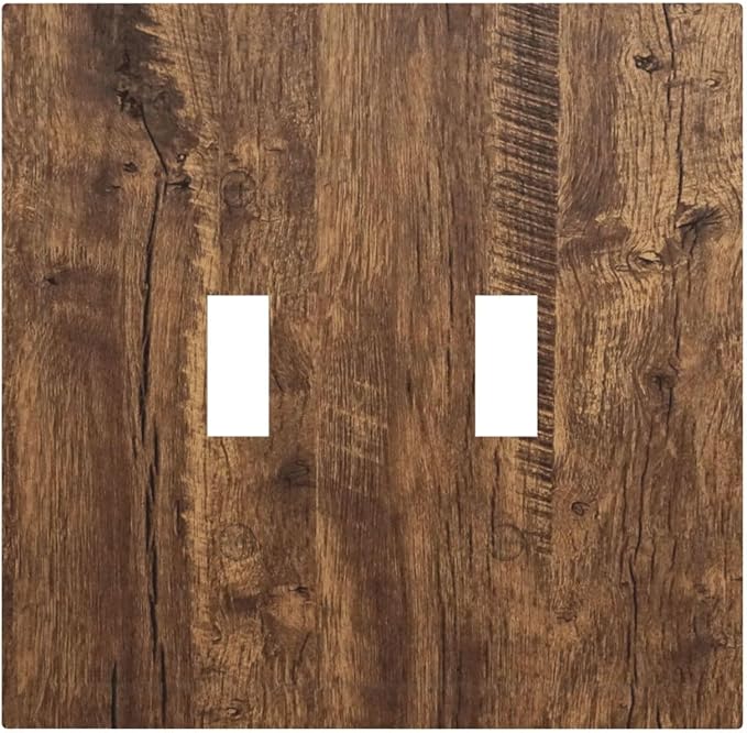 Rustic Old Wood Brown Crack Tree Tumor Print Decorative Switch Plates 2 Gang Double Toggle Outlet Light Switch Cover Wall Plate Electrical Faceplate for Farmhouse Home Decor