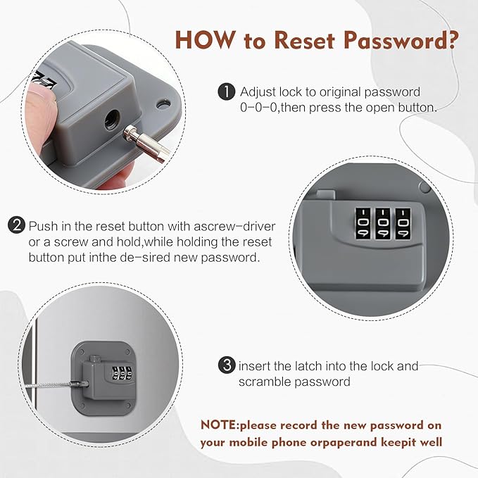 Refrigerator Lock, Combination Lock for Refrigerator Cabinets, Drawers, Heavy Duty Fridge Lock, Easy Install No Keys Needed (Gray-1Pack)