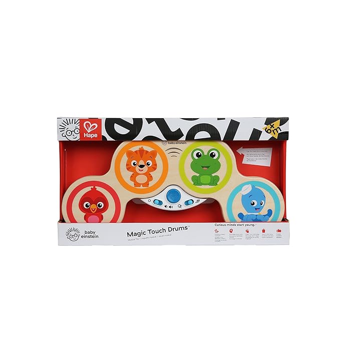 Baby Einstein Magic Touch Wooden Drum Musical Toy, Ages 6 Months Plus (Pack of 2)