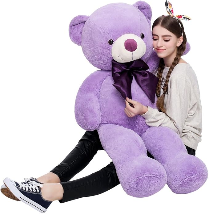 MaoGoLan Giant Purple Teddy Bear 47 inch Life Size Bear Stuffed Animal Plush Toy Valentines Bear for Girls Girlfriend Wife Children Teens