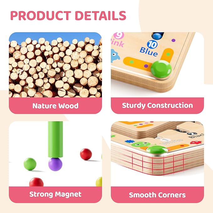Montessori Number & Shape Puzzle Busy Board, Fine Motor Skills Educational Toy, Counting Matching Preschool Learning Toy, Early Development Sensory Gift for 3-5 Year Old Toddler Boys Girls Black