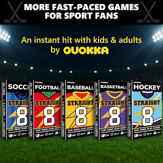 QUOKKA Hockey Fast-Paced Card Game for Kids & Adults – 128 Cards & Easy Rules – Quick & Fun Matching Game – 2-4 Players – Ages 8+ – Perfect for Family Games Night, Travel and Parties