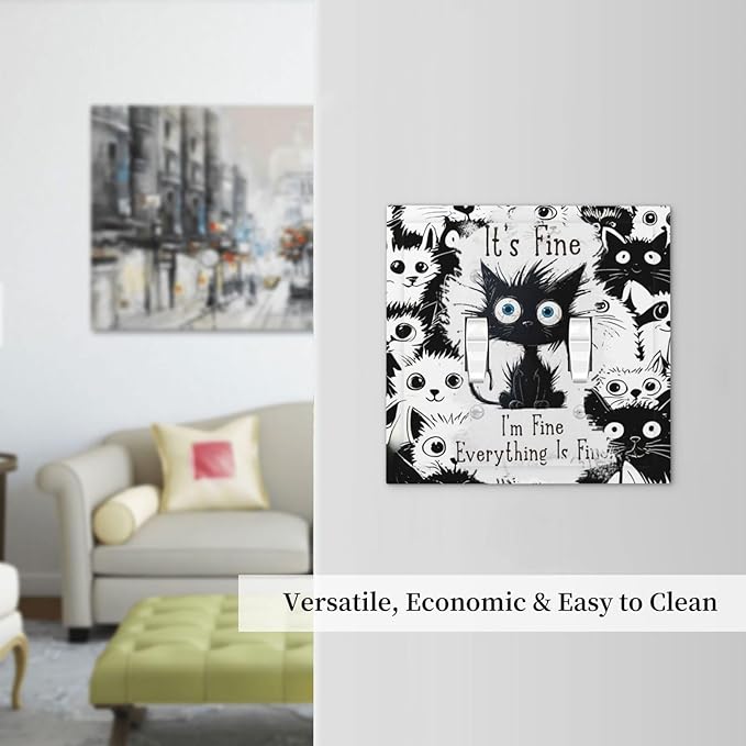 Funny Black Cat Inspirational Quotes Patterns Decorative Switch Plates 2 Gang Double Toggle Outlet Light Switch Cover Wall Plate Electrical Faceplate for Kids Room Nursery Decor