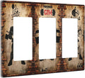 Vintage Gym Retro Brick Dumbbell Triple Rocker Wall Plates Light Switch Plate Covers Decorative GFCI Lightswitch Faceplate Dimmer for Bedroom Kidroom Bathroom Gyms Decor