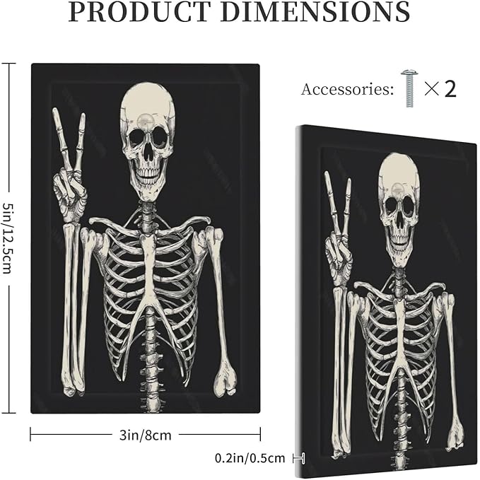 Light Switch Cover Plate Skeleton Skull Boho Hippie Dark Background 1 Gang No Device Blank Electrical Wall Plates Faceplate Decorative Switch Plate For Cabin Office Decor