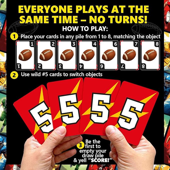 QUOKKA Football Fast-Paced Card Game for Kids & Adults – 128 Cards & Easy Rules – Quick & Fun Matching Game – 2-4 Players – Ages 8+ – Perfect for Family Games Night, Travel and Parties