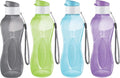 MILTON Water Bottle Kids Reusable Leakproof 17 Oz 4-Pack Plastic Wide Mouth Large Big Drink Bottle BPA & Leak Free with Handle Strap Carrier for Cycling Camping Hiking Gym Yoga