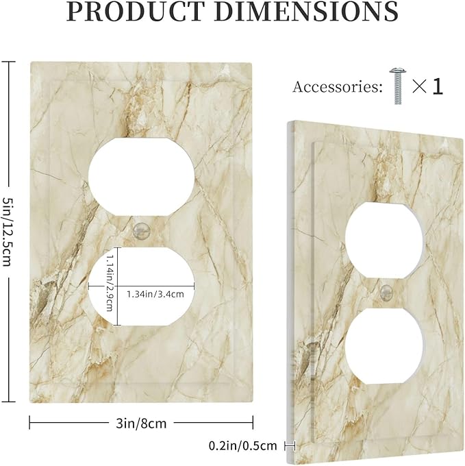 Outlet Covers Creamy Beige Marble Abstract Minimalism 1 Gang Duplex Light Switch Cover Plate Decorative Wall Plates Socket Cover Electrical Switchplate for Bathroom Home Decor