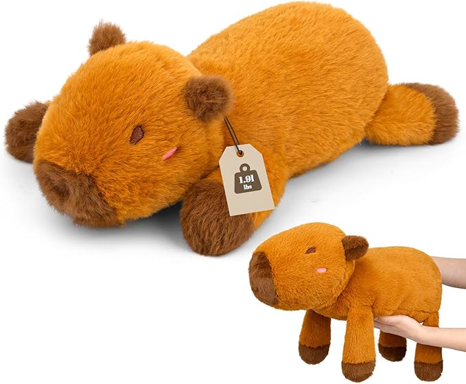 Weighted Capybara Stuffed Animal,21in 1.9lb Weighted Stuffed Animals Soft Capybara Plush Pillow for Kids, Cute Huggable Cartoon Plush Gifts for Kids, Boys and Girls