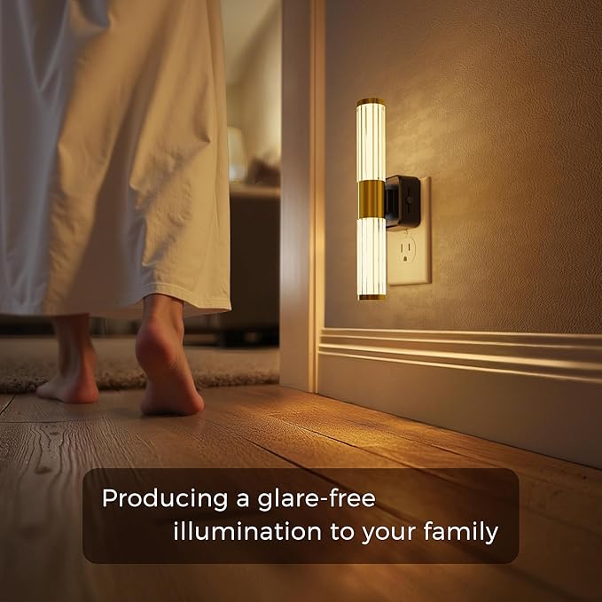 L LOHAS LED Rotating Night Light, Night Lights Plug into Wall, Auto Nightlight Dimmable 100LM, Light Sensor, 3000K Soft Light, LED Acrylic Nightlight Plug in for Bedroom Bathroom Hallway Kitchen,2Pack