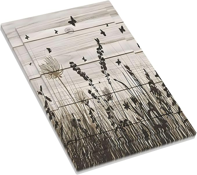 Wildflower Butterfly Grass Dandelion Vintage Wooden Print Light Switch Cover Plate 1 Gang No Device Blank Electrical Wall Plates Faceplate Decorative Switch Plate Covers for Farmhouse Home Decor