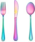 LIANYU 9-Piece Rainbow Kids Silverware Set, Stainless Steel Toddler Utensils Flatware Set, Child Cutlery Tableware for 3, Include knife Fork Spoon, Mirror Finished, Dishwasher Safe
