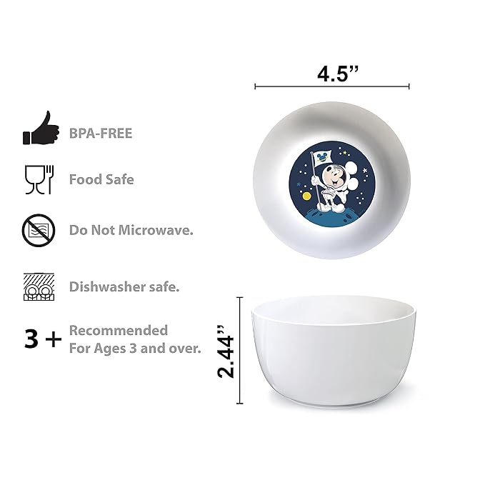 Zak Designs Disney Mickey Mouse Kids Dinnerware Set Includes Plate, Bowl, Tumbler and Utensil Tableware, Made of Non-BPA Durable Material and Perfect for Kids (5 Piece Set, Space, Non-BPA)