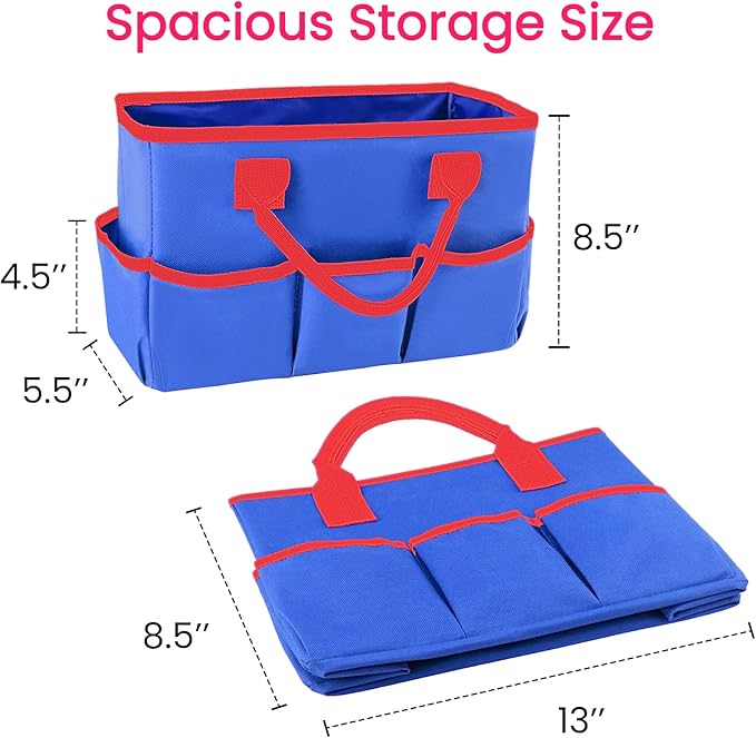 Godery Desktop Tote and Organizer, Teacher Helper Bag for Arts, Books, Stationery, Office Desk, Make-up Storage with Handles for Travel (Blue)