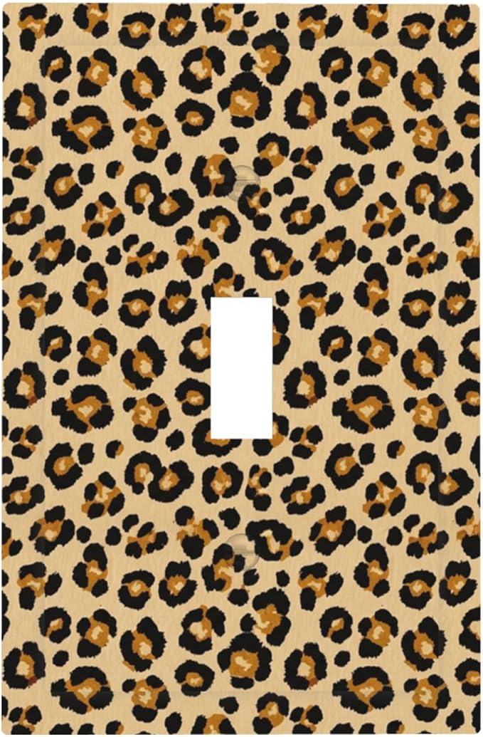 Classic Leopard Print 1-Gang Toggle Light Switch Plate, Retro 90s Wild Safari Bold Leopard Spots Decorative Wall Plate for Bedroom or Vanity