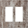 Decorative Outlet Covers Rustic Wood Grey Brown Vintage Wooden Plank 2 Gang Double Rocker Light Switch Cover Decorative Switch plates Electrical Wallplates GFCI Receptacle for Farmhouse Home