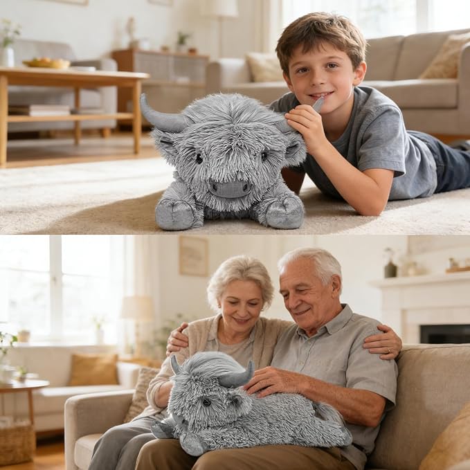 WDXDSOB Weighted Highland Cow Stuffed Animals, 4.2 Lbs Weighted Highland Cow Plush for Kids & Adults, 21.6 Inch Large Cattle Pillow Toy Gift for Christmas Birthday Gift
