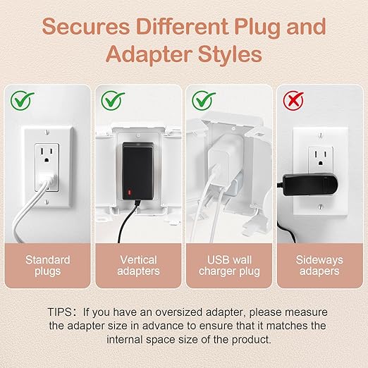 Child Proof Outlet Box Cover, Double Lock System, White, Large Interior Space 2 Pack
